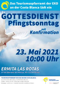 Einladung zum Pfingst-Gottesdienst mit Konfirmation am 23. Mai 2021 in Dénia