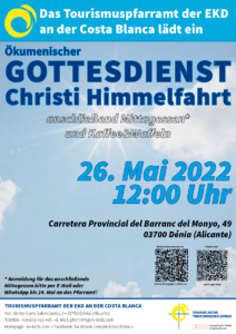 Einladung zum Gottesdienst Christi Himmelfahrt am 26. Mai 2022 mit anschließendem Essen